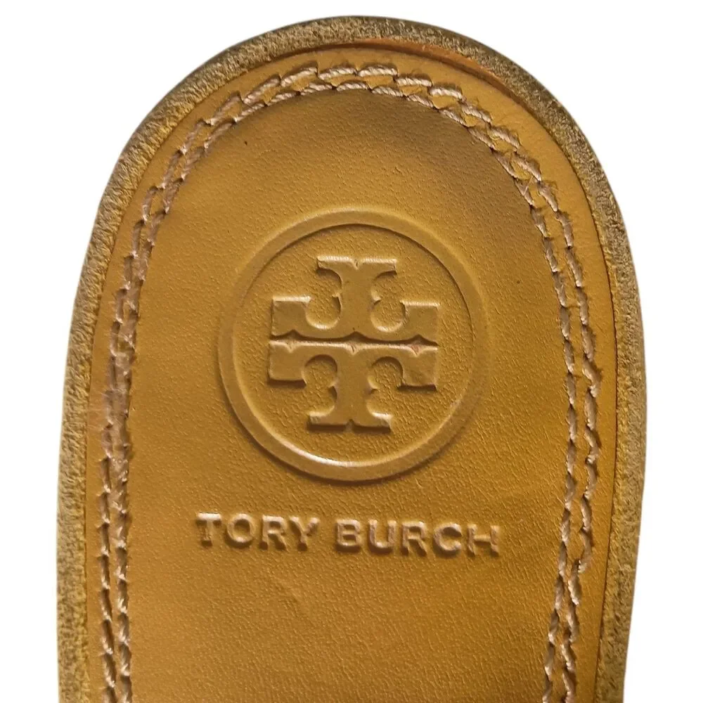 Tory Burch Annabelle Bow Slides Flats Sandals Yellow Suede Womens 8